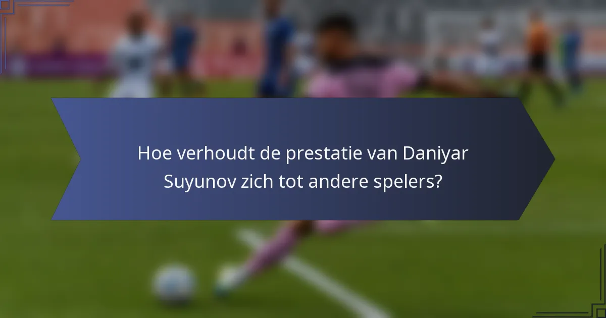 Hoe verhoudt de prestatie van Daniyar Suyunov zich tot andere spelers?